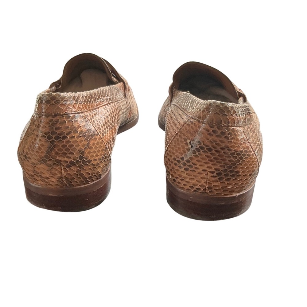 Lauren Ralph Lauren Barrett Snake Leather Penny Loafers Brown Womens Preppy - Picture 2 of 7